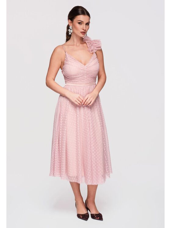 Ombre Ombre Sukienka wieczorowa LA-OM-DLR324 Beżowy Slim Fit