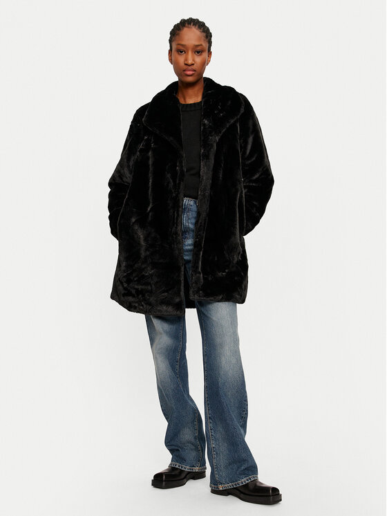 Vila Vila Pelzmantel Ebba 14098292 Schwarz Regular Fit