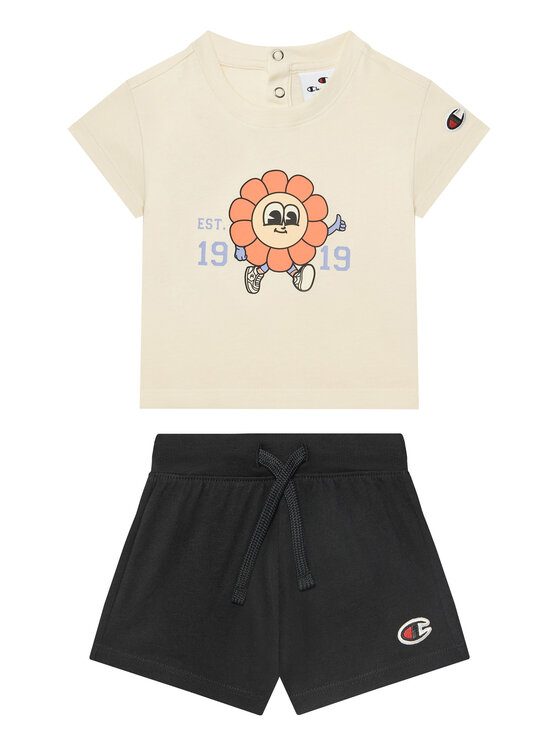 Champion Súprava Tričko a šortky 405117 Béžová Regular Fit