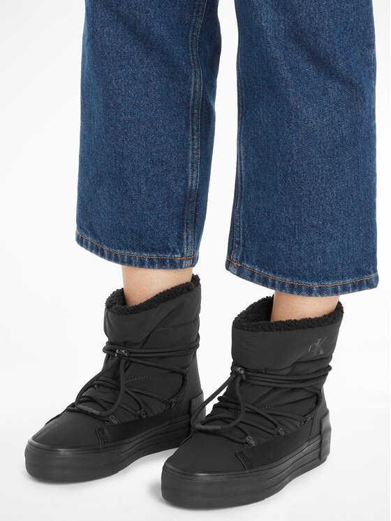Calvin Klein Jeans Calvin Klein Jeans Μπότες Χιονιού Bold Vulc Flatf Snow Boot Wn YW0YW01181 Μαύρο
