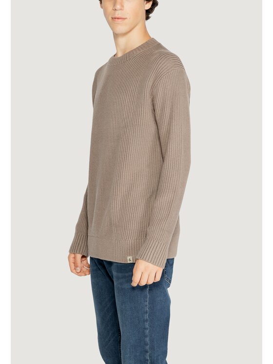 Calvin Klein Jeans Calvin Klein Jeans Sweter RELAXED LINEAR Brązowy Relaxed Fit