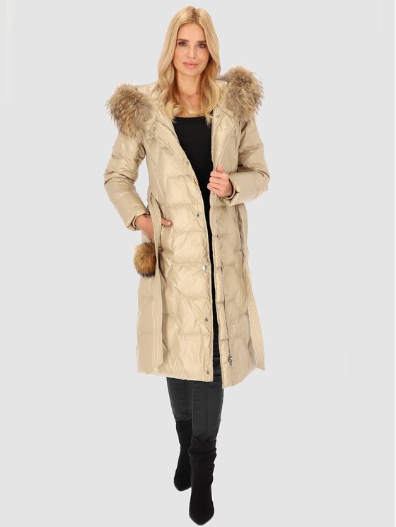 Perso Perso Kurtka damska BLH239095FXR Beżowy Regular Fit