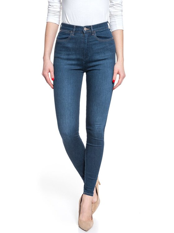 Wrangler Wrangler Jeansy SUPER HIGH SKINNY Niebieski Skinny Fit