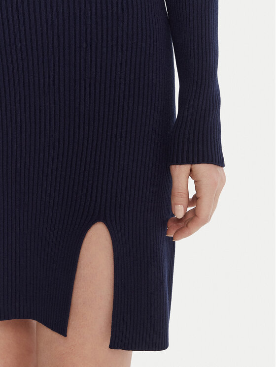 Kontatto Kontatto Trikotažinė suknelė 3M0827C Tamsiai mėlyna Slim Fit