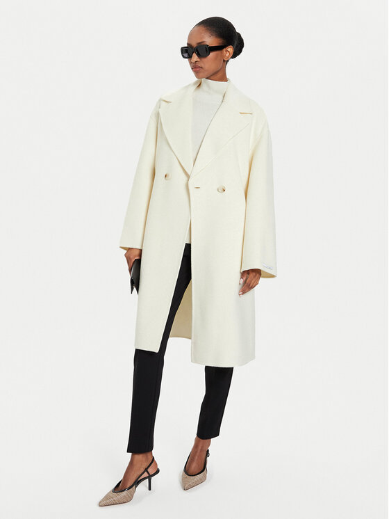 Marella Marella Cappotto di lana Marna 2423016011 Écru Regular Fit