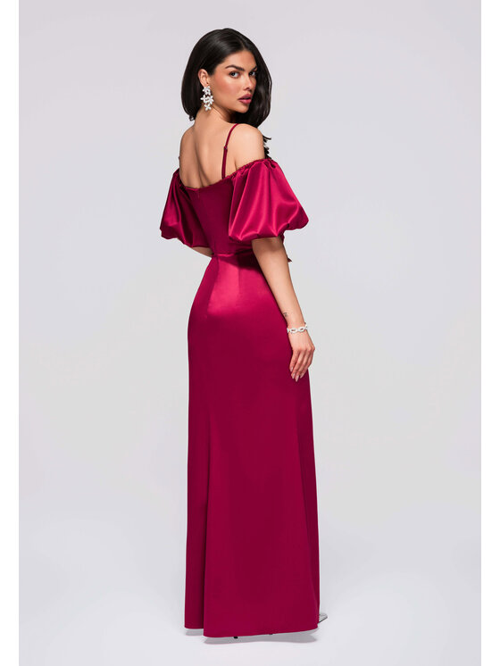 Ombre Ombre Sukienka wieczorowa LA-OM-DLR270 Bordowy Regular Fit