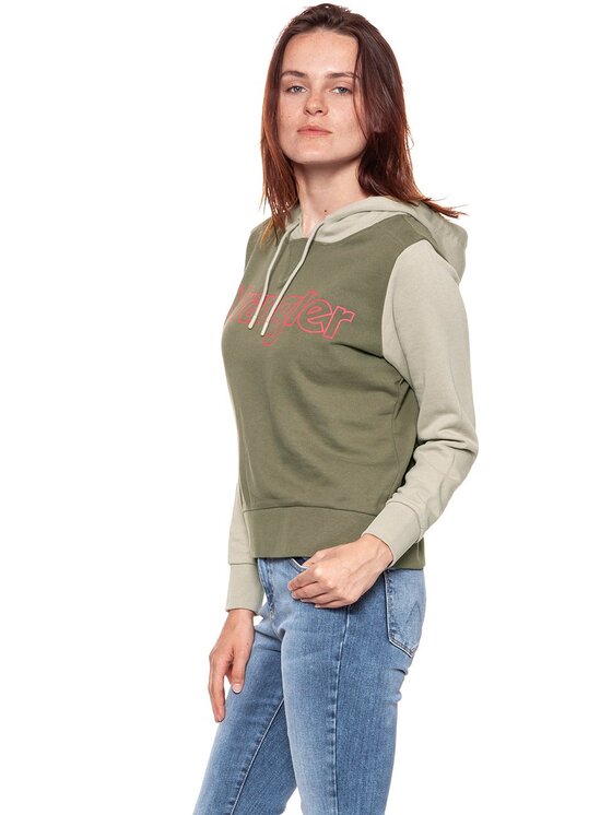 Wrangler Wrangler Felpa KABEL HOODIE Beige Regular Fit