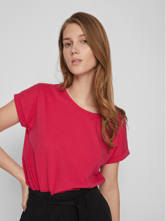 Vila Vila T-Shirt Dreamers 14083083 Rosa Boxy Fit
