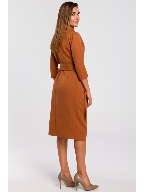 Stylove Stylove Sukienka koktajlowa S175 Brązowy Regular Fit