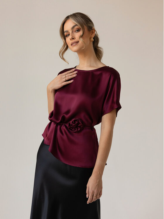 Cat&Cat Cat&Cat T-Shirt silk satin Bordó Regular Fit
