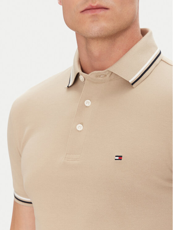 Tommy Hilfiger Tommy Hilfiger Polo Seasonal MW0MW39993 Beżowy Slim Fit