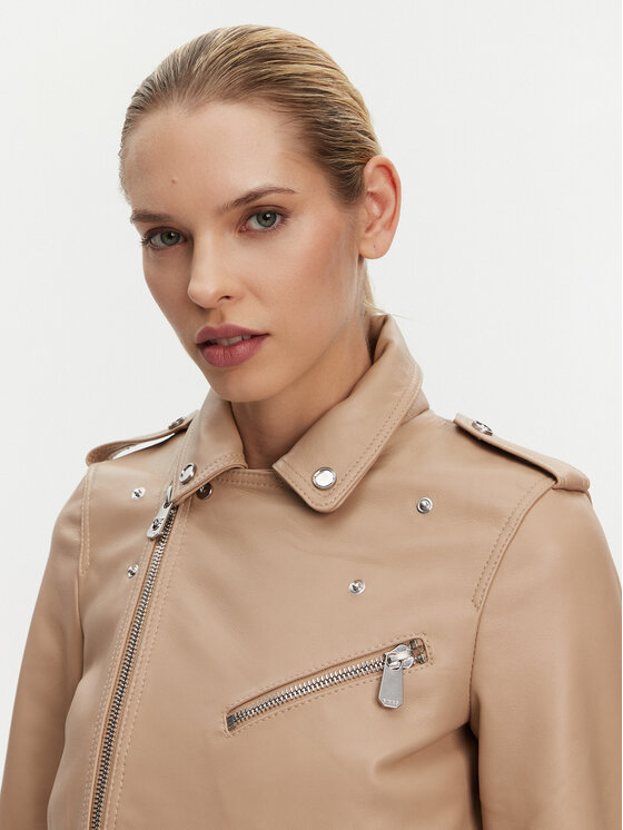 PINKO PINKO Kožená bunda 103897 A21L Béžová Regular Fit