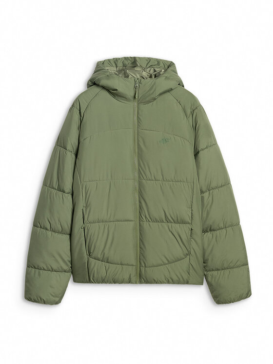 4F 4F Kurtka puchowa MIDSHOP TEXTILE Khaki Regular Fit