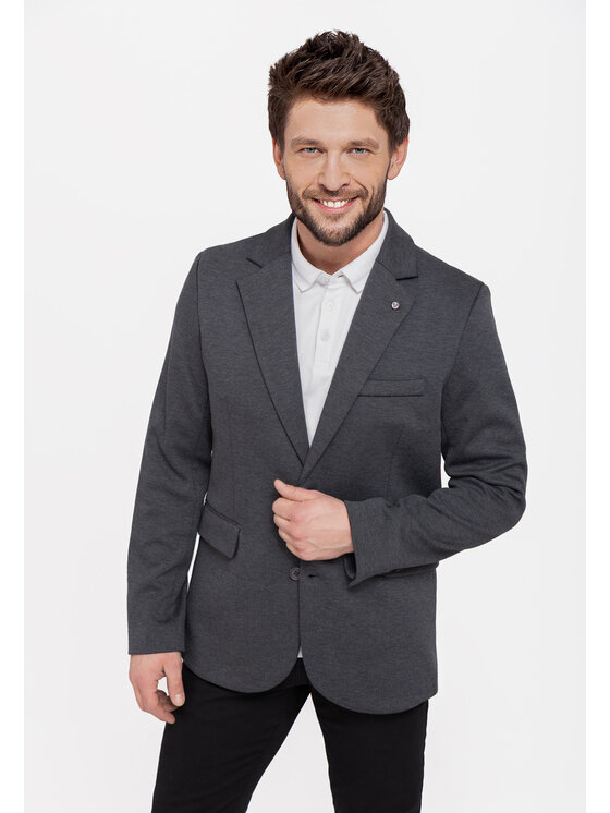 Volcano Volcano Marynarka JB-ANTON Szary Regular Fit