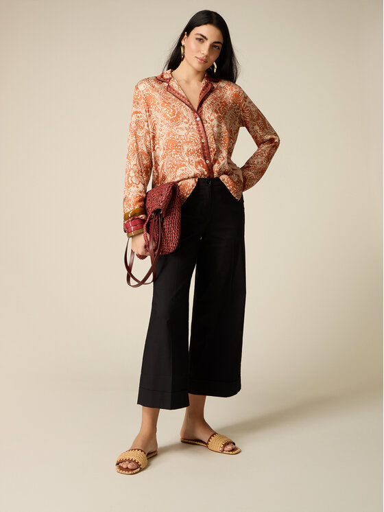 Oltre Oltre Pantaloni di tessuto P02BR009295N033 Nero Baggy Fit