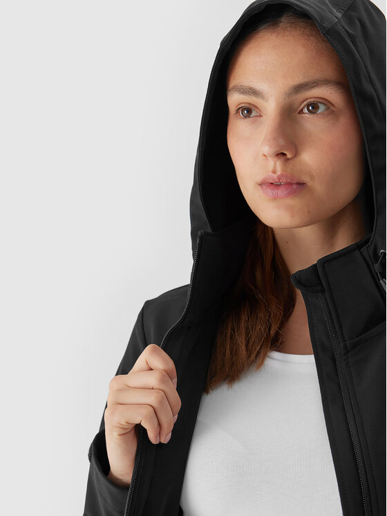 4F 4F Softshelljacke 4FAW23TSOFF152 Schwarz Slim Fit