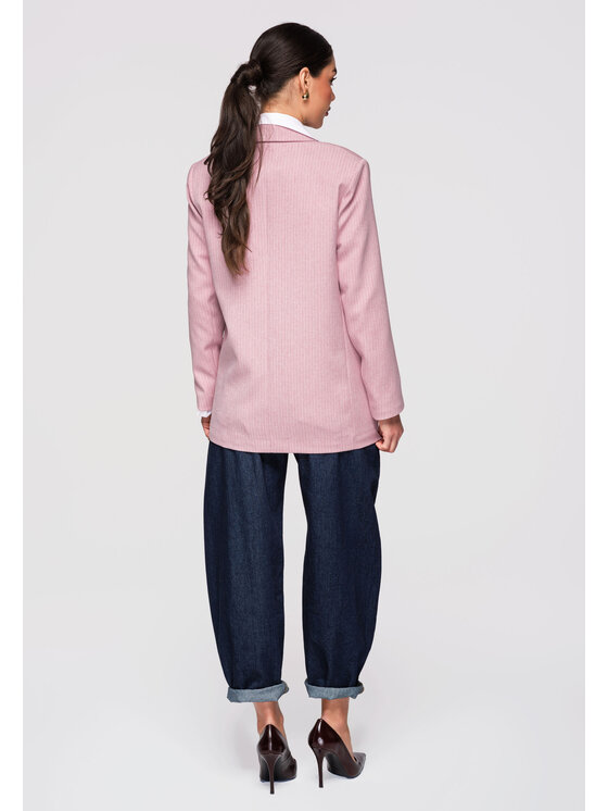 Ombre Ombre Marynarka OW-BLZB-0113 Różowy jasny Slim Fit