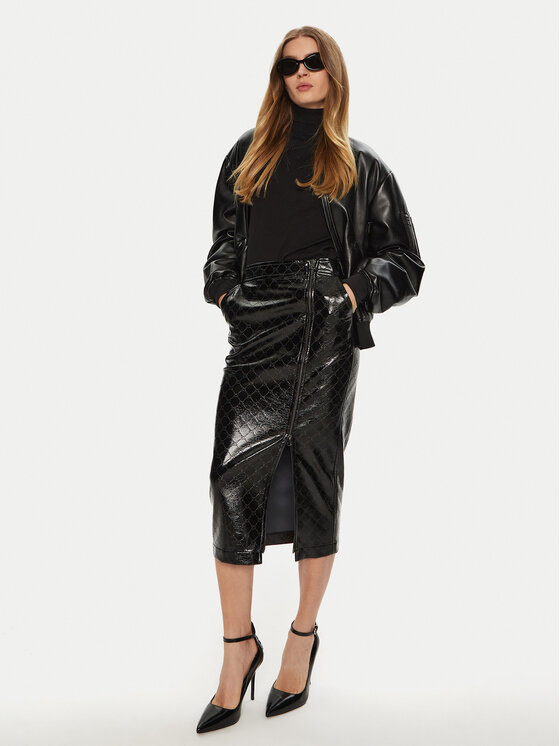 ACCESS FASHION ACCESS FASHION Fustă din imitație de piele 44-6064-178 Negru Slim Fit