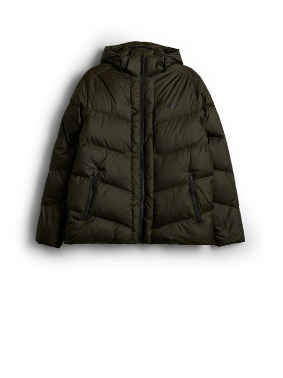 4F 4F Kurtka puchowa CITY JACKETS Khaki Regular Fit