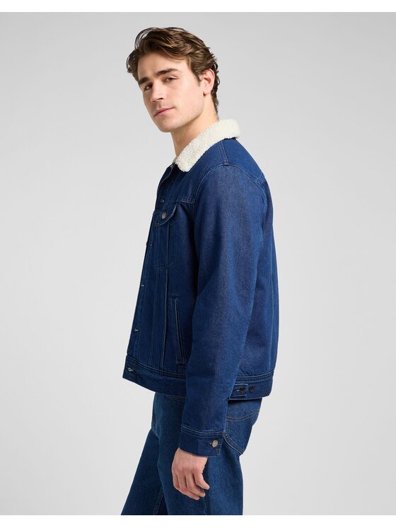 Lee Lee Kurtka jeansowa SHERPA JACKET Niebieski Regular Fit
