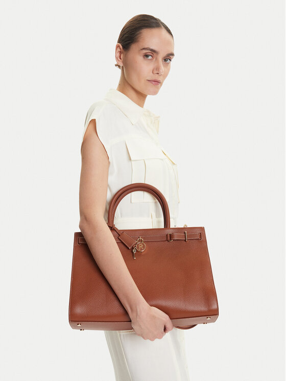 Tommy Hilfiger Tommy Hilfiger Torbica American Icon Tote Leather AW0AW17185 Smeđa
