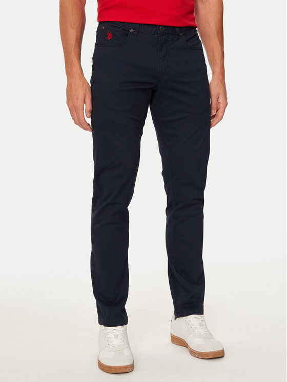 U.S. Polo Assn. Bavlnené nohavice MUP3385 Tmavomodrá Slim Fit