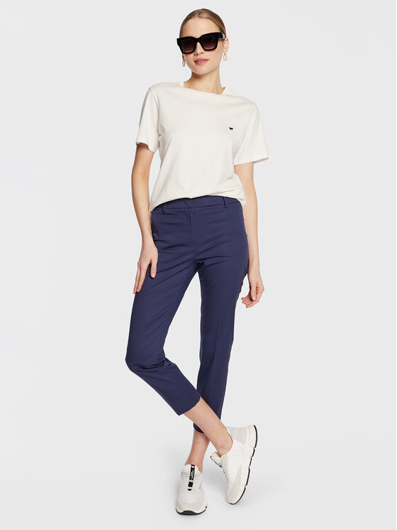 Weekend Max Mara Weekend Max Mara Medžiaginės kelnės Cecco 2351310631 Tamsiai mėlyna Slim Fit