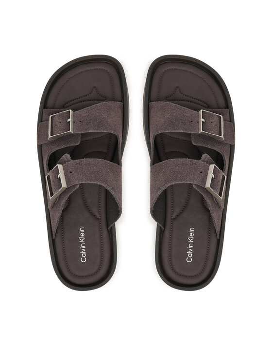 Calvin Klein Calvin Klein Чехли Ergon Double Bar Sandal Su HM0HM02094 Кафяв
