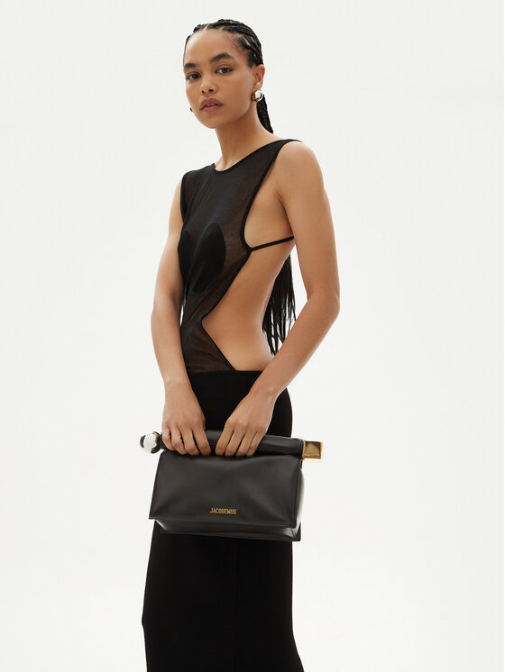 JACQUEMUS JACQUEMUS Torbica La Pochette Rond Carre 24E233BA356-3171 Crna