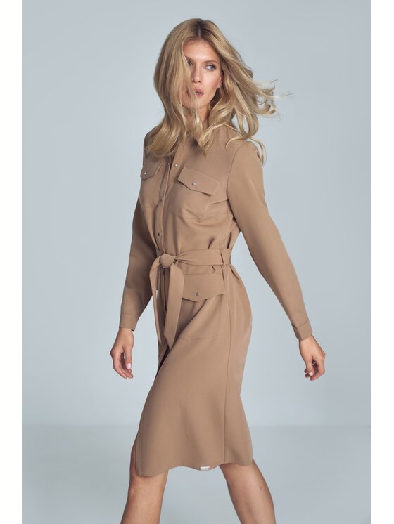 FIGL FIGL Φόρεμα M706 Καφέ Regular Fit