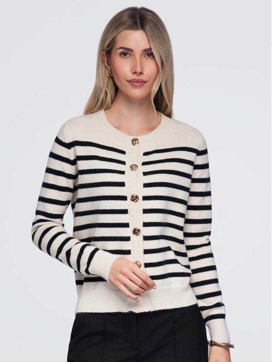 Ombre Ombre Sweter OW-SW-E0026 Beżowy Regular Fit