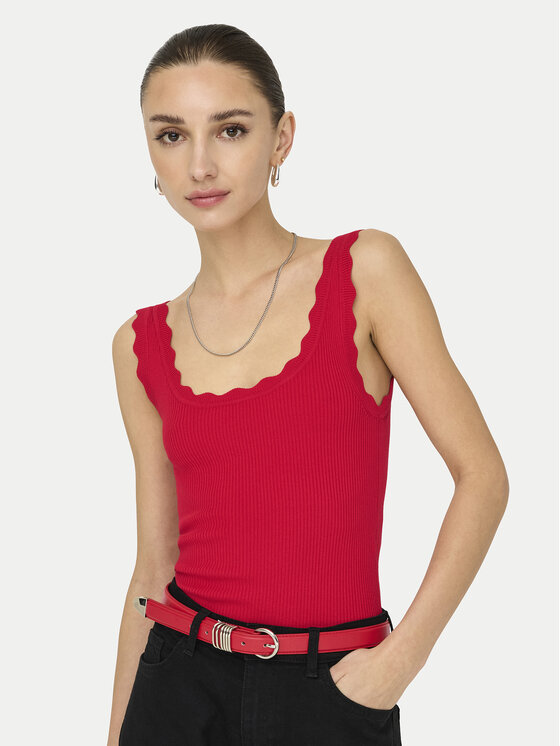 JDY JDY Top Nanna 15290585 Czerwony Slim Fit