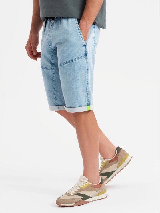 Ombre Ombre Szorty jeansowe OM-SRDS-0135 Niebieski Regular Fit