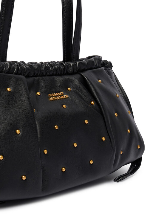 Tommy Hilfiger Tommy Hilfiger Borsetta Soft Leather Shoulder Bag Studs AW0AW19338 Nero