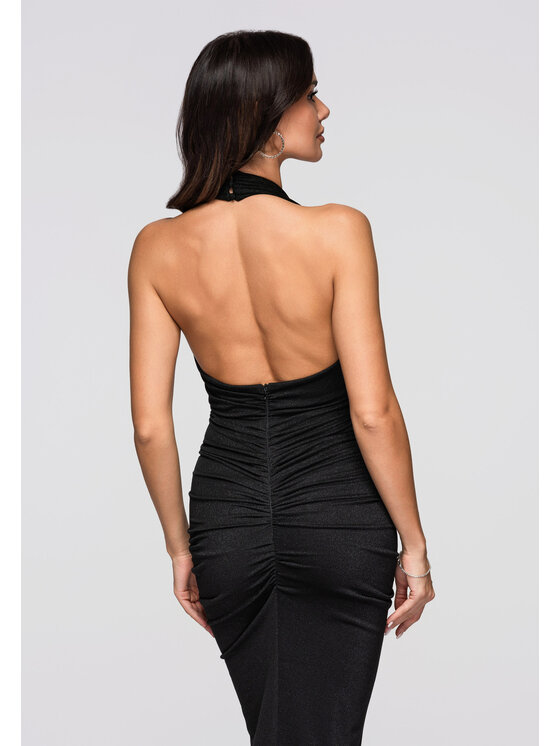 Ombre Ombre Sukienka wieczorowa LA-OM-DLR260 Czarny Regular Fit