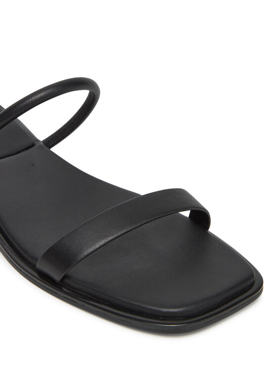 Calvin Klein Calvin Klein Klapki Flat Sandal Squared 2-Bar Lth HW0HW02532 Czarny