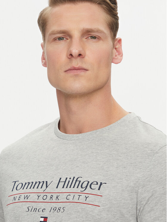 Tommy Hilfiger Tommy Hilfiger Футболка Center Stack MW0MW38621 Сірий Regular Fit