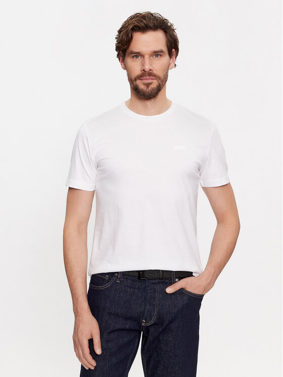 Calvin Klein T-krekls Smooth Cotton T-Shirt K10K112229 Balts Regular Fit