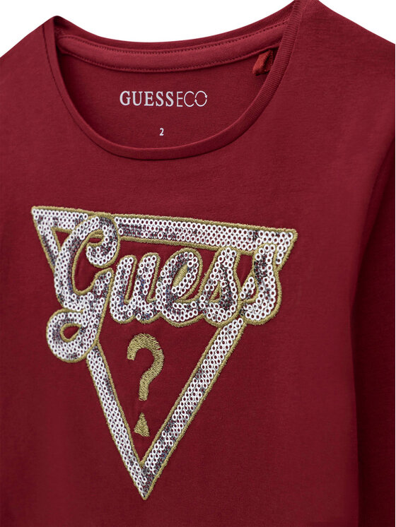 Guess Guess Bluzka K6BI08 K5824 Bordowy Regular Fit