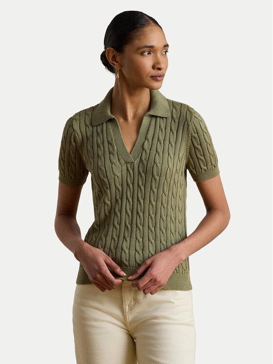 LAUREN RALPH LAUREN Tricou polo Cable 200P14041004 Verde Regular Fit