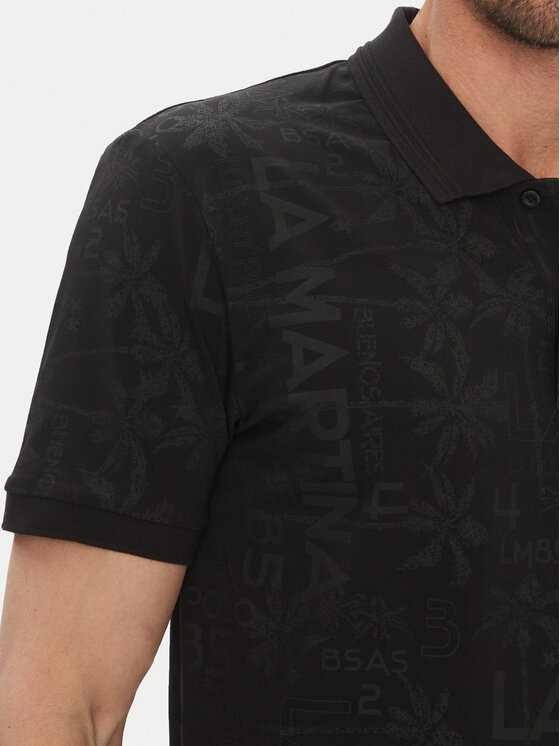 La Martina La Martina Polo marškinėliai Allen MAP010 JS402 Juoda Regular Fit