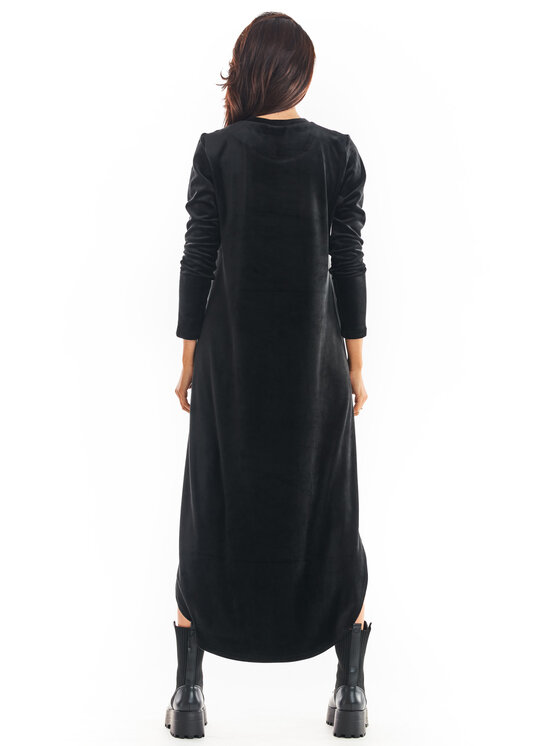 Awama Awama Sukienka dzianinowa A379 Czarny Basic Fit