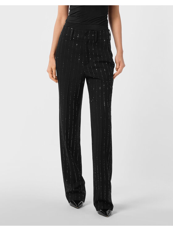 PHILIPP PLEIN PHILIPP PLEIN Bavlnené nohavice 25529 Čierna Flare Fit