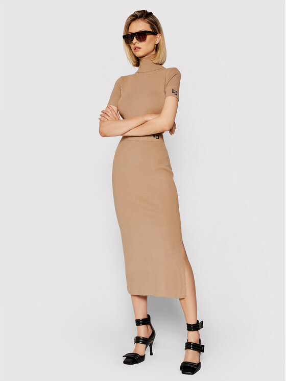 Gonna a matita F1WF29 Marrone Slim Fit