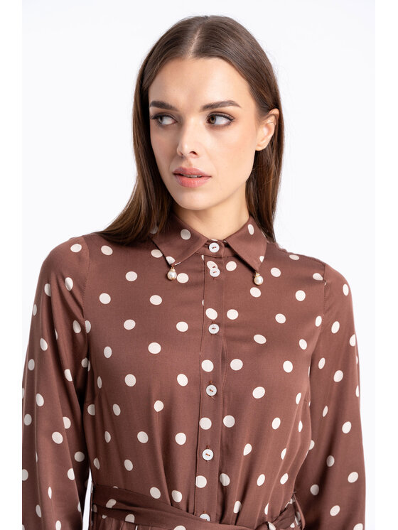 CLICK CLICK Φόρεμα καθημερινό 60-6163 Καφέ Regular Fit