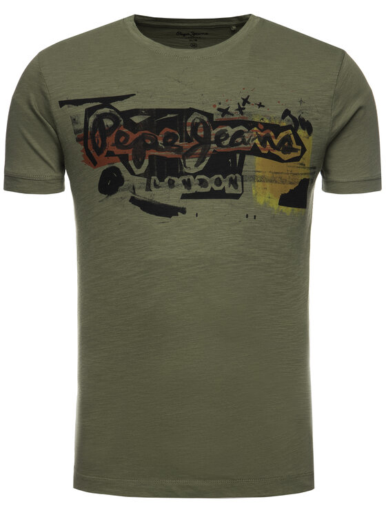 Pepe Jeans Pepe Jeans Marškinėliai Amersham PM504034 Žalia Slim Fit