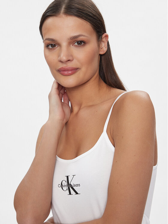 Calvin Klein Jeans Calvin Klein Jeans Top Monologo J20J223105 Bijela Slim Fit