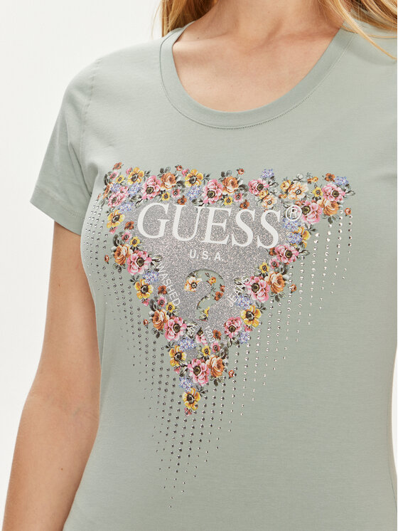 Guess Guess T-krekls W4YI72 J1314 Zaļš Slim Fit