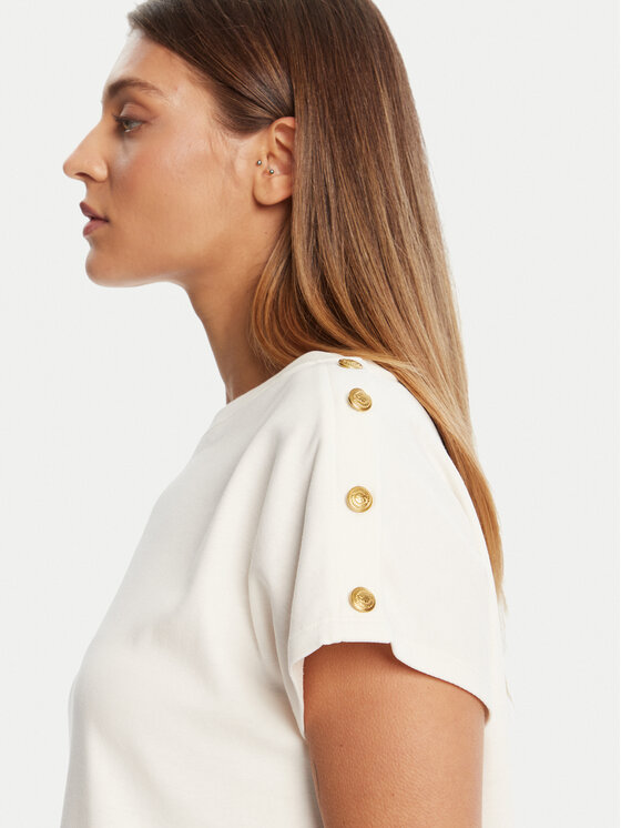 Tommy Hilfiger Tommy Hilfiger Marškinėliai Gold Button WW0WW47455 Écru Regular Fit