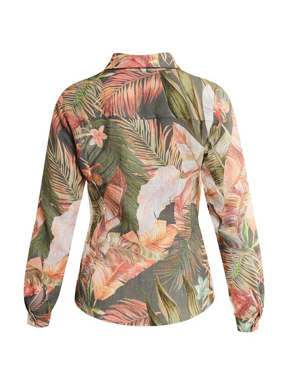 Lunedi Lunedi Koszula tropical Zielony Regular Fit